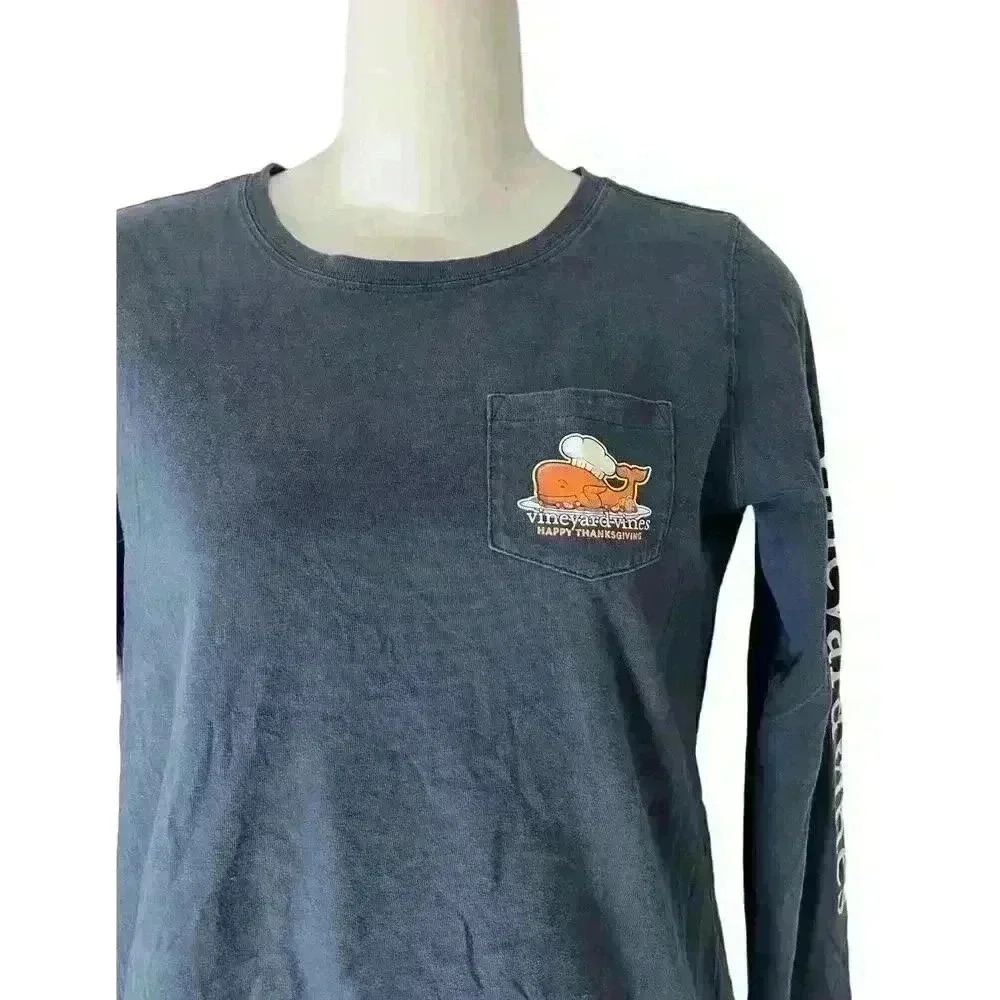 Vineyard Vines T Shirt Womens XXS Thanksgiving Turkey Long Sleeve Crew Neck - Picture 4 of 8